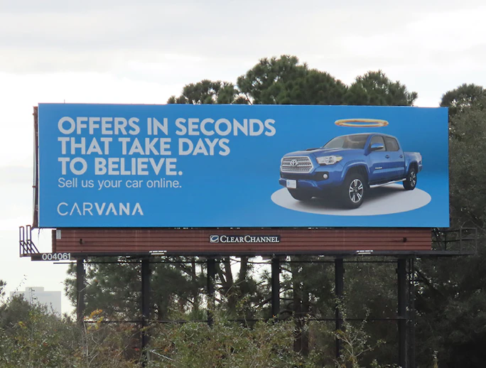 Florida Jacksonville/Jacksonville Billboards Clear Channel Carvana Ad