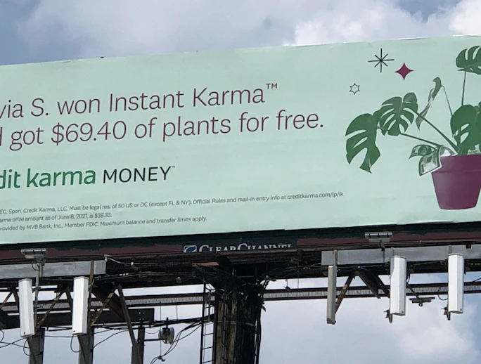 Maryland Baltimore/Baltimore Billboards Clear Channel Credit Karma Ad